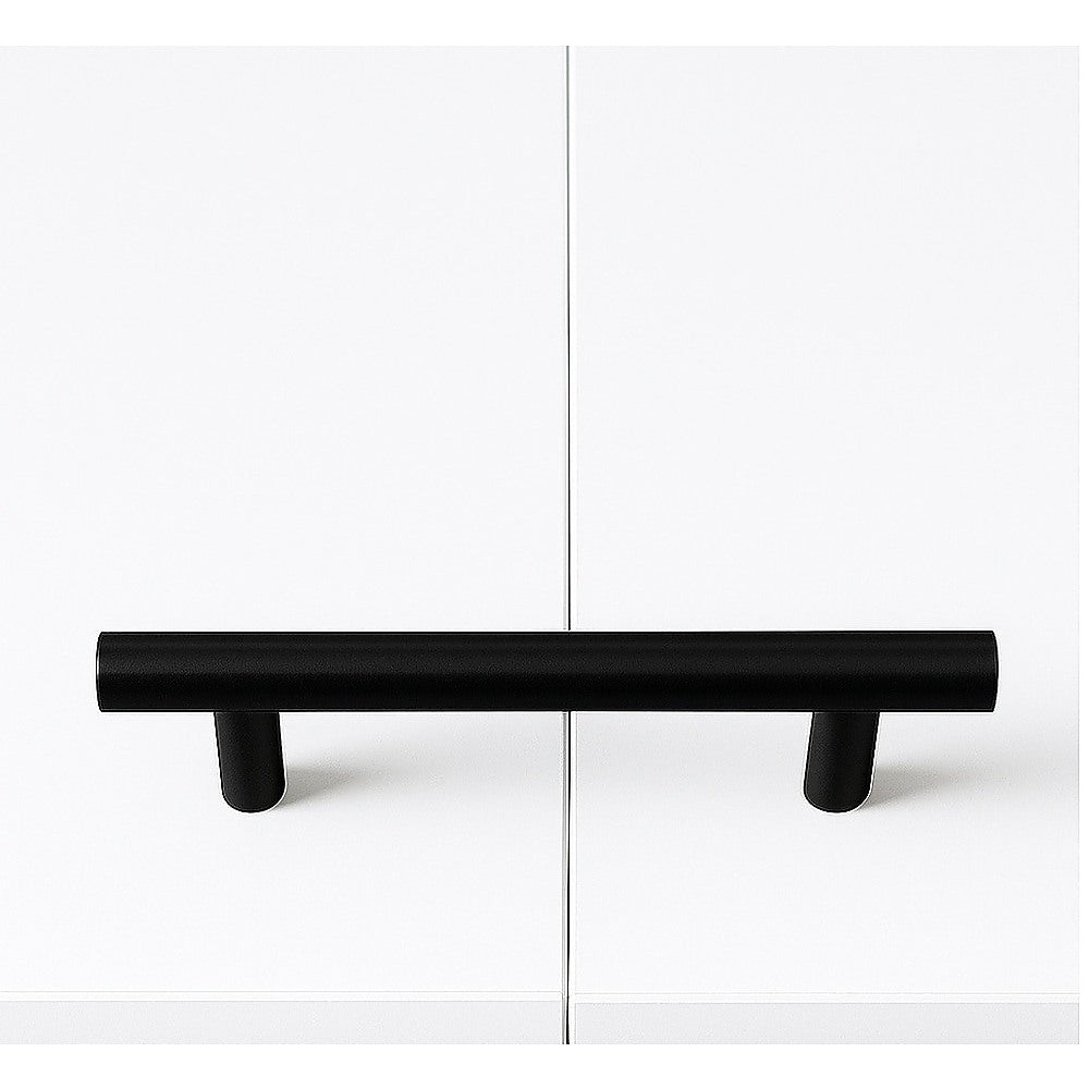King-single Wall Bed in White - Space Saving Murphy Bed Kit with Black Door Handle V63-953891
