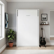 King-single Wall Bed in White – Space Saving Murphy Bed Kit with Gold Door Handle
