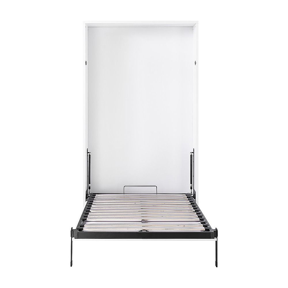King-single Wall Bed in White – Space Saving Murphy Bed Kit with Gold Door Handle
