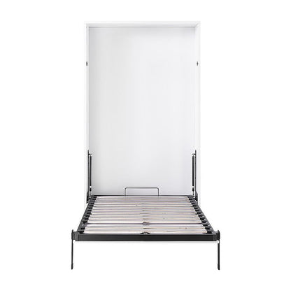 King-single Wall Bed in White – Space Saving Murphy Bed Kit with Gold Door Handle
