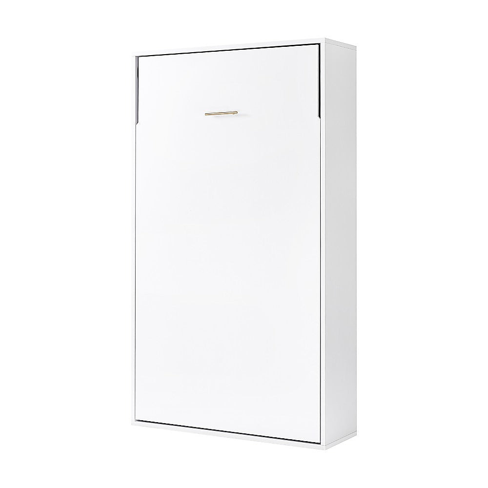 King-single Wall Bed in White - Space Saving Murphy Bed Kit with Gold Door Handle V63-953901