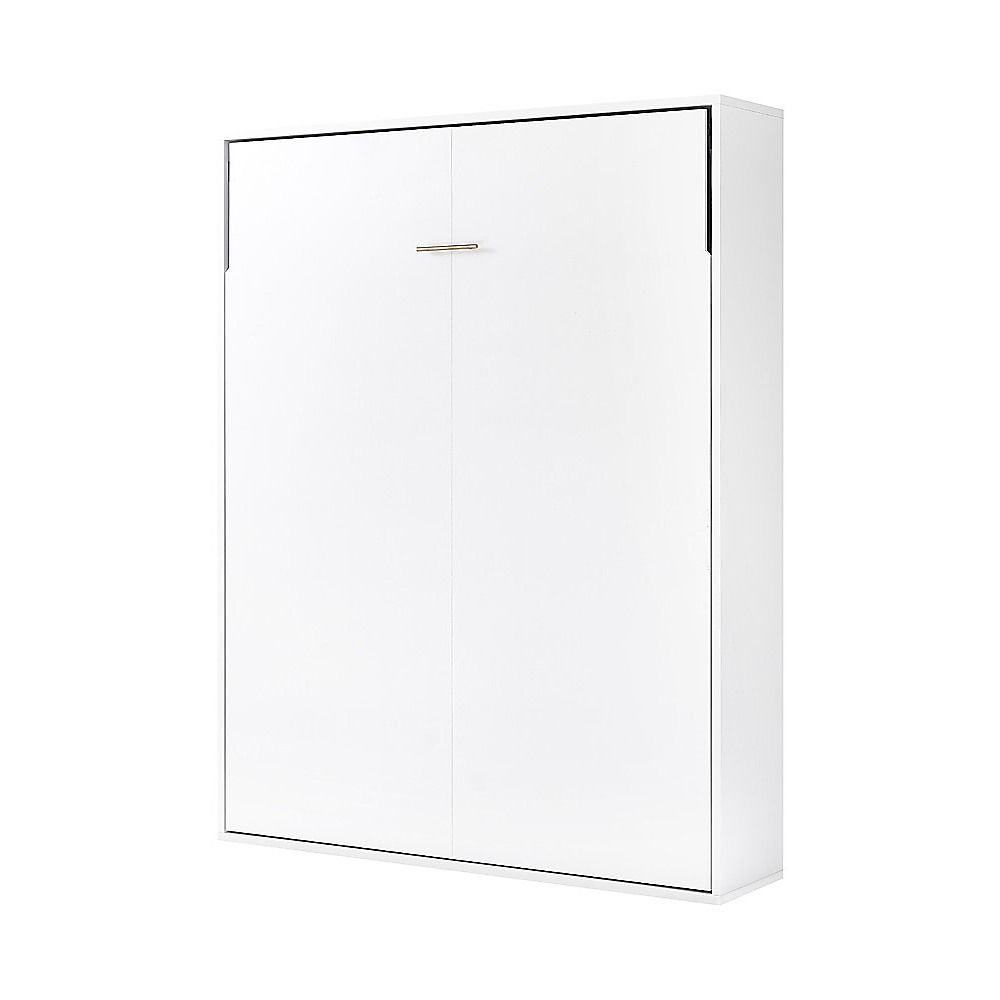 Queen Wall Bed in White – Space Saving Murphy Bed Kit with Silver Door Handle