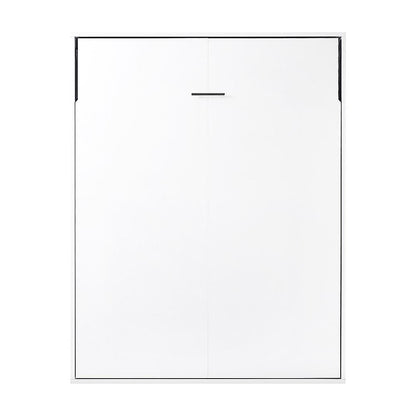 Queen Wall Bed in White – Space Saving Murphy Bed Kit with Black Door Handle