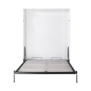 Queen Wall Bed in White – Space Saving Murphy Bed Kit with Black Door Handle