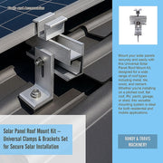 Solar Panel Roof Mount Kit - Universal Clamps & Brackets Set for Secure Solar Installation V63-953941