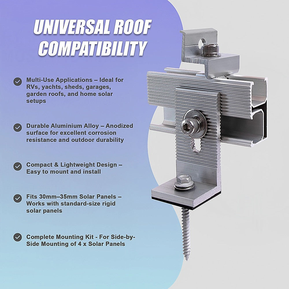 Solar Panel Roof Mount Kit - Universal Clamps & Brackets Set for Secure Solar Installation V63-953941