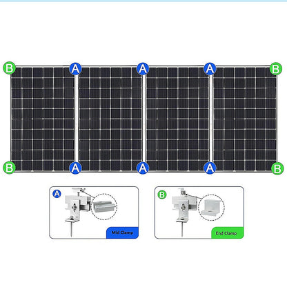 Solar Panel Roof Mount Kit - Universal Clamps & Brackets Set for Secure Solar Installation V63-953941