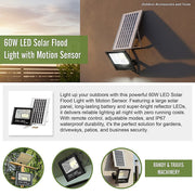 60W LED Solar Flood Light with Motion Sensor - Outdoor Security Lighting V63-953951
