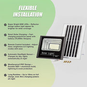 60W LED Solar Flood Light with Motion Sensor - Outdoor Security Lighting V63-953951