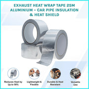 Exhaust Heat Wrap Tape 25m Aluminium - Car Pipe Insulation & Heat Shield V63-953961