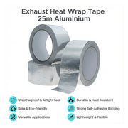 Exhaust Heat Wrap Tape 25m Aluminium - Car Pipe Insulation & Heat Shield V63-953961