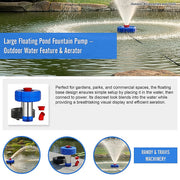 Large Floating Pond Fountain Pump - Outdoor Water Feature & Aerator V63-953981