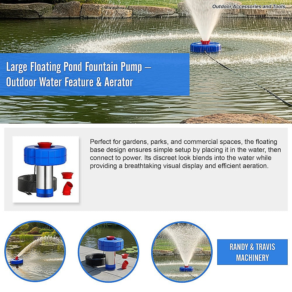 Large Floating Pond Fountain Pump - Outdoor Water Feature & Aerator V63-953981