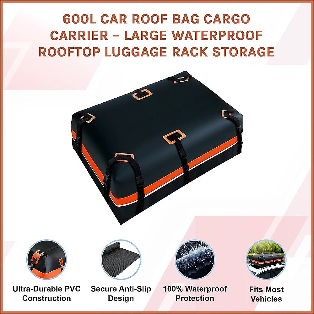 600L Car Roof Bag Cargo Carrier - Large Waterproof Rooftop Luggage Rack Storage V63-953991