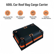 600L Car Roof Bag Cargo Carrier - Large Waterproof Rooftop Luggage Rack Storage V63-953991