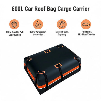 600L Car Roof Bag Cargo Carrier - Large Waterproof Rooftop Luggage Rack Storage V63-953991