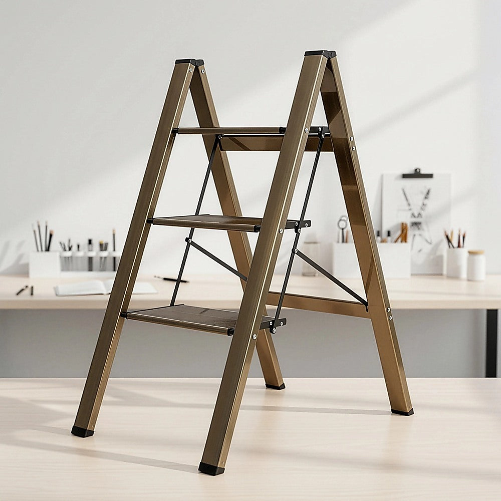 3 Step Ladder Foldable Lightweight - Anti-Slip Safety Stool for Home & Office V63-954011