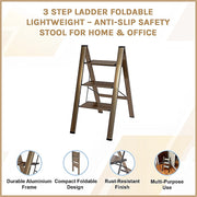 3 Step Ladder Foldable Lightweight - Anti-Slip Safety Stool for Home & Office V63-954011