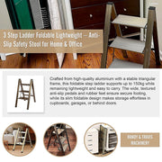 3 Step Ladder Foldable Lightweight - Anti-Slip Safety Stool for Home & Office V63-954011