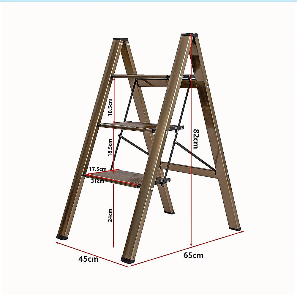 3 Step Ladder Foldable Lightweight - Anti-Slip Safety Stool for Home & Office V63-954011