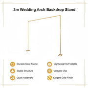 3m Wedding Arch Backdrop Stand - Square Metal Frame for Balloons & Flowers V63-954041
