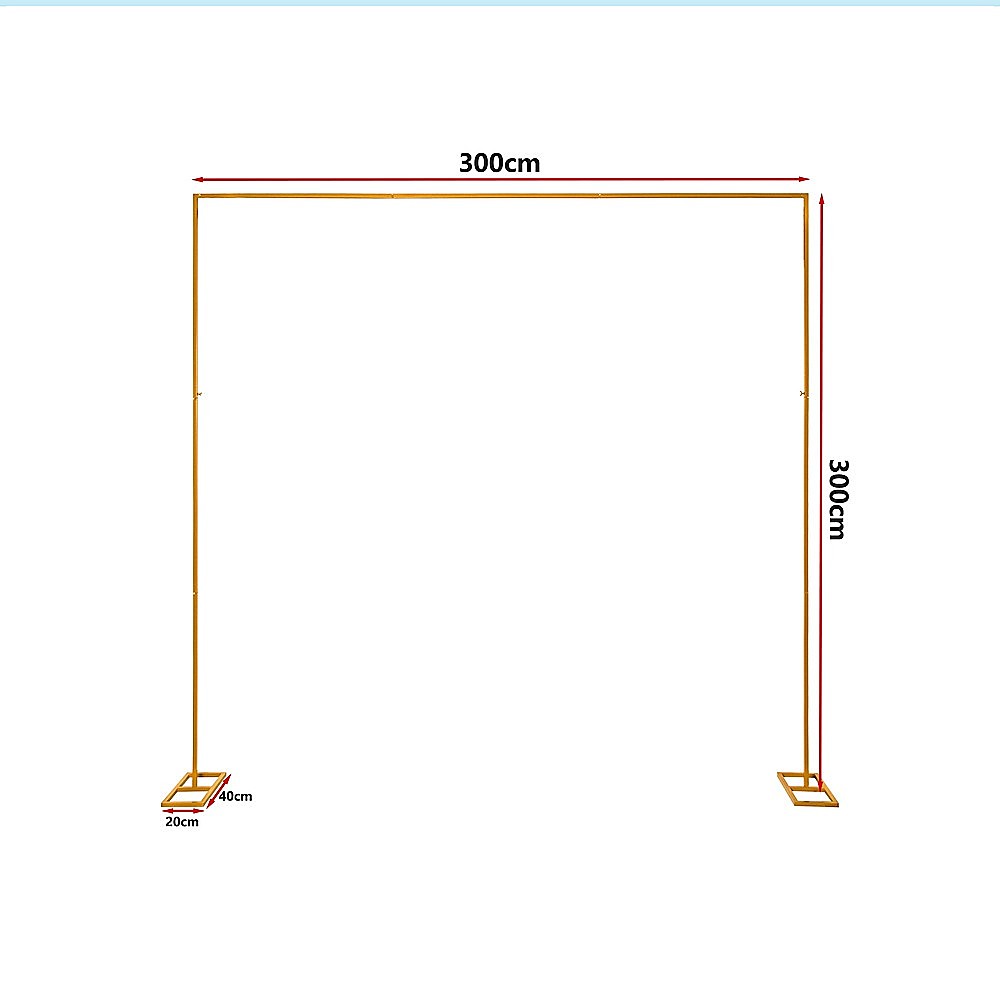 3m Wedding Arch Backdrop Stand - Square Metal Frame for Balloons & Flowers V63-954041