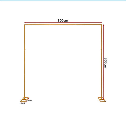 3m Wedding Arch Backdrop Stand - Square Metal Frame for Balloons & Flowers V63-954041