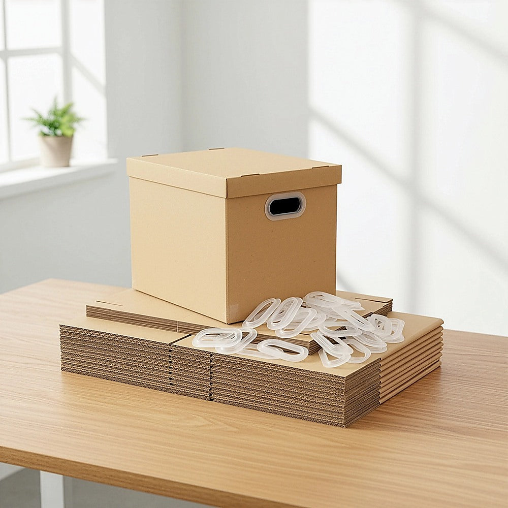 10Pcs Corrugated Cardboard Storage Boxes - Multi-Purpose Organising Cartons V63-954051