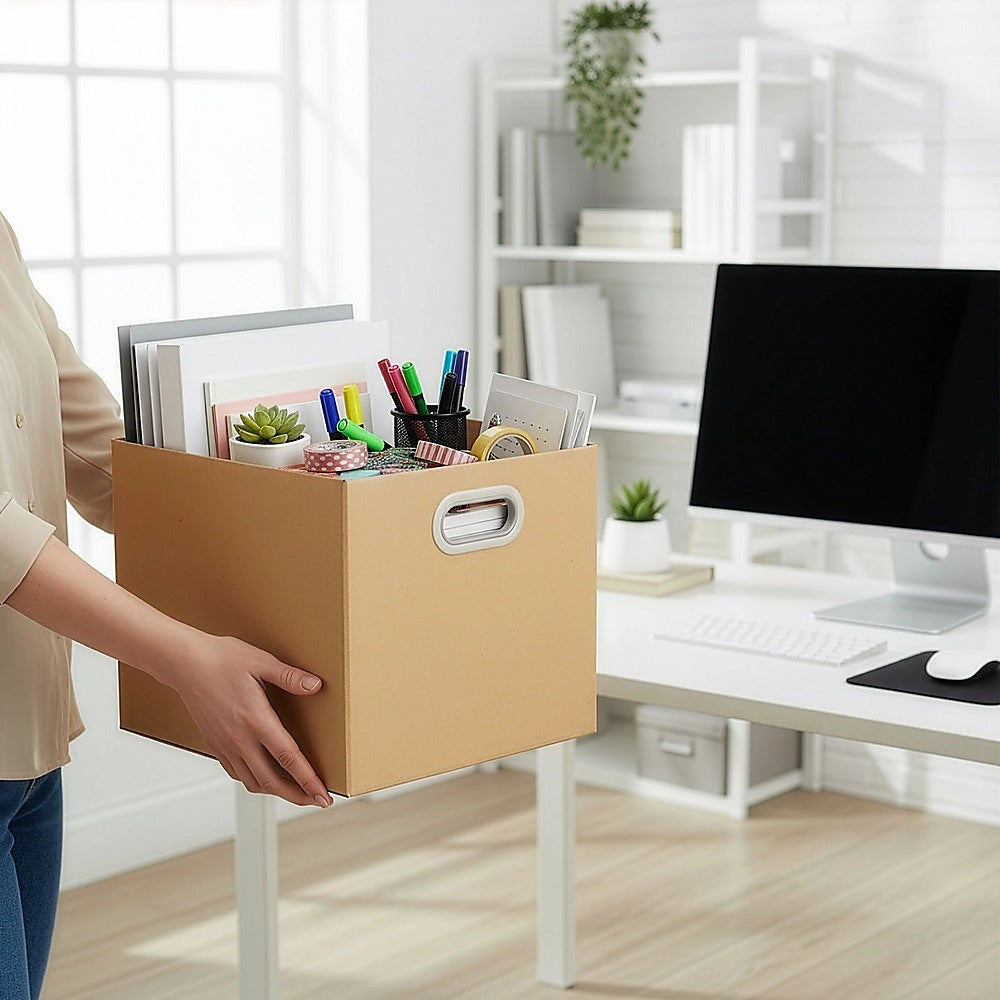 10Pcs Corrugated Cardboard Storage Boxes - Multi-Purpose Organising Cartons V63-954051