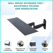 Wall Mount Keyboard Tray - Adjustable Folding Arm Workstation V63-954061