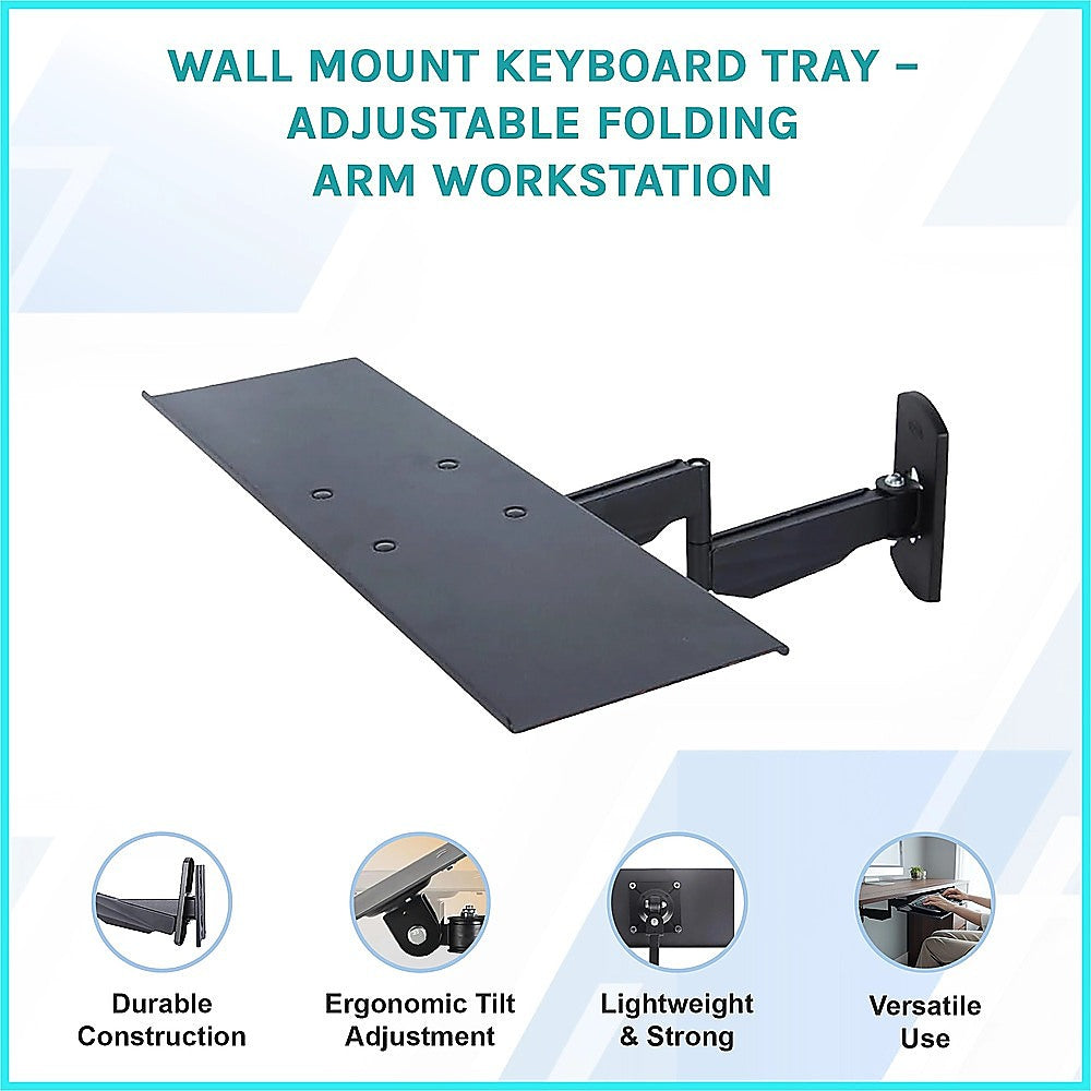 Wall Mount Keyboard Tray - Adjustable Folding Arm Workstation V63-954061