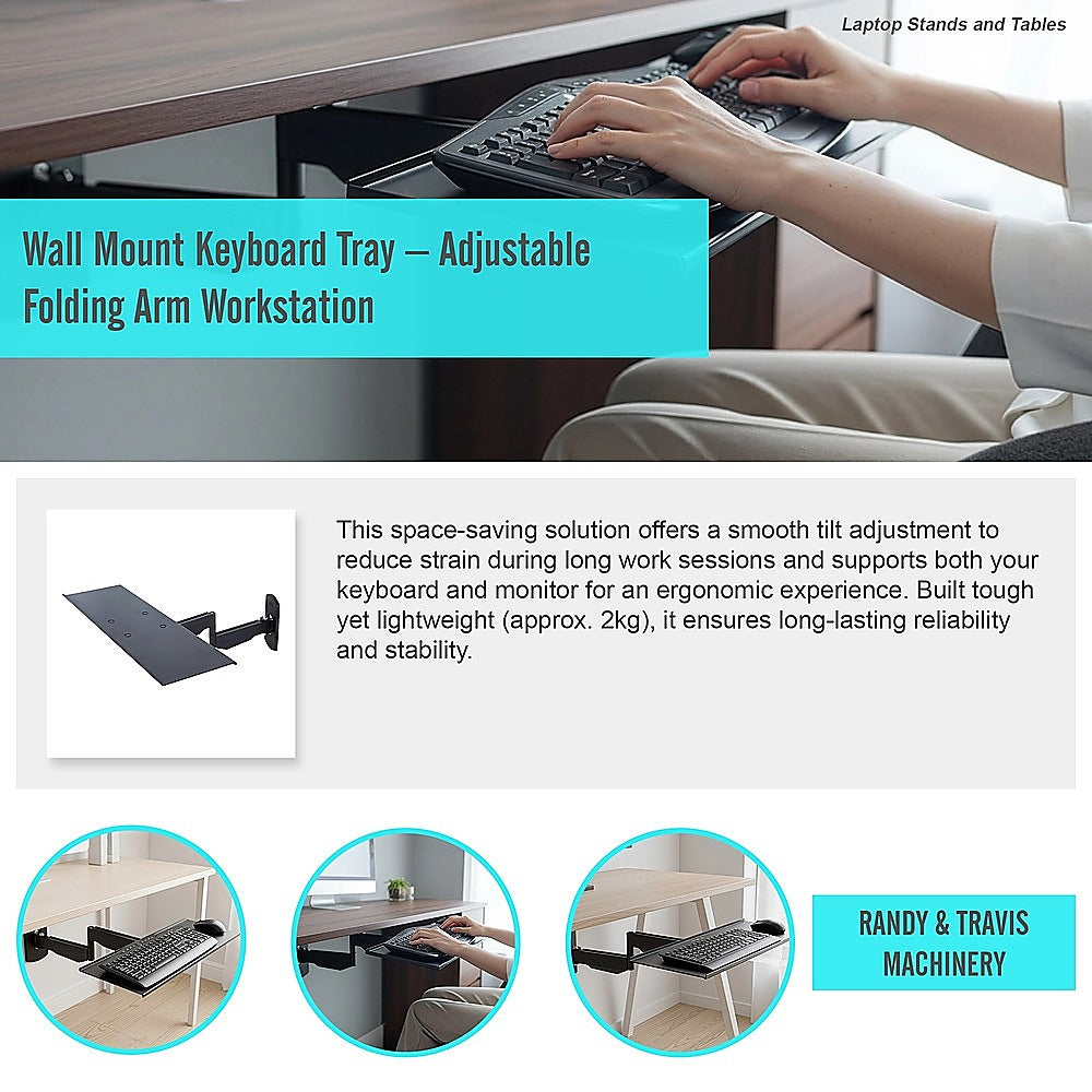 Wall Mount Keyboard Tray - Adjustable Folding Arm Workstation V63-954061