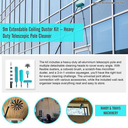 9m Extendable Ceiling Duster Kit - Heavy Duty Telescopic Pole Cleaner V63-954071