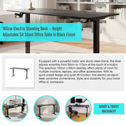 160cm Electric Standing Desk - Height Adjustable Sit Stand Office Table in Black V63-954081