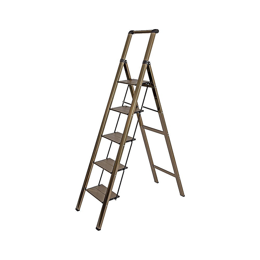 5 Step Ladder - Foldable Lightweight Aluminium with Anti-Slip Pedals V63-954091
