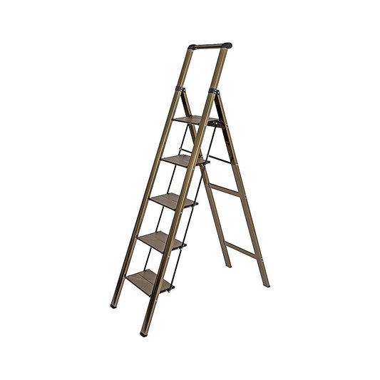 5 Step Ladder - Foldable Lightweight Aluminium with Anti-Slip Pedals V63-954091