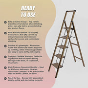 5 Step Ladder - Foldable Lightweight Aluminium with Anti-Slip Pedals V63-954091