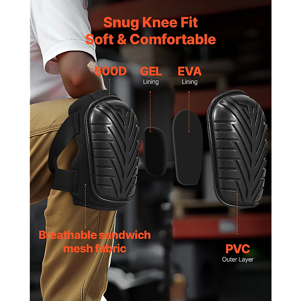 Heavy Duty Work Knee Pads - Construction Safety Pads with Soft Foam & Gel Cushion for All-Day Comfort V63-954121