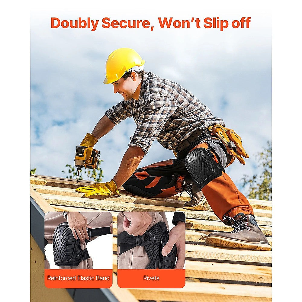 Heavy Duty Work Knee Pads - Construction Safety Pads with Soft Foam & Gel Cushion for All-Day Comfort V63-954121