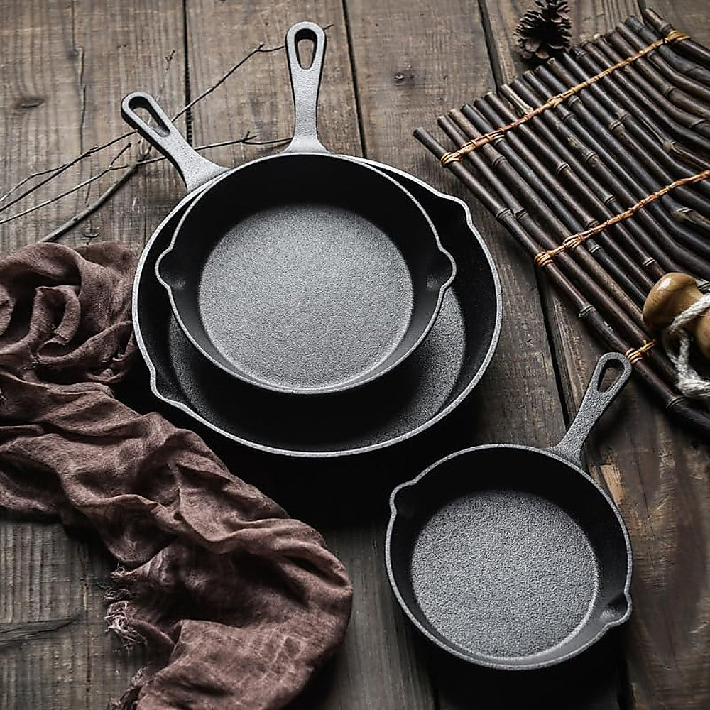 Chef Cast Iron Frying Pan Set - 3PCS Skillet, Grill & Oven Cookware for Home Cooking V63-954131