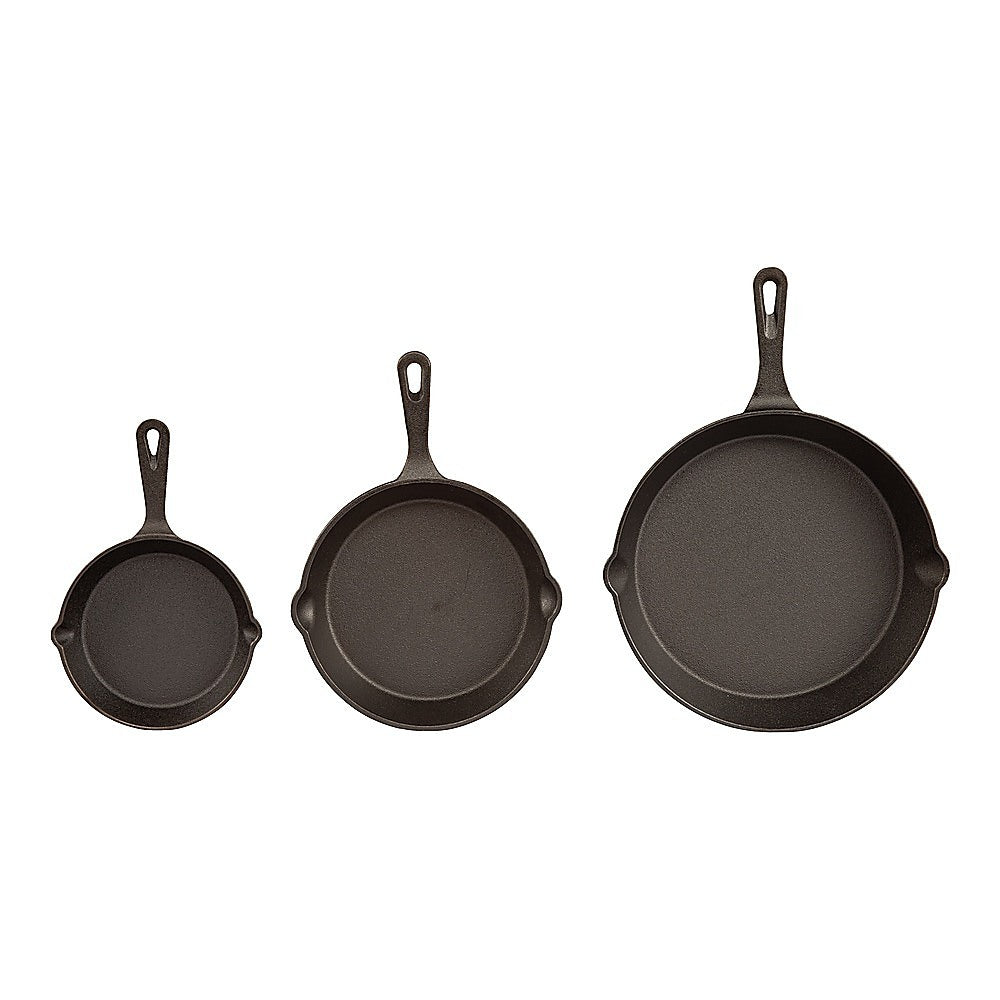 Chef Cast Iron Frying Pan Set - 3PCS Skillet, Grill & Oven Cookware for Home Cooking V63-954131