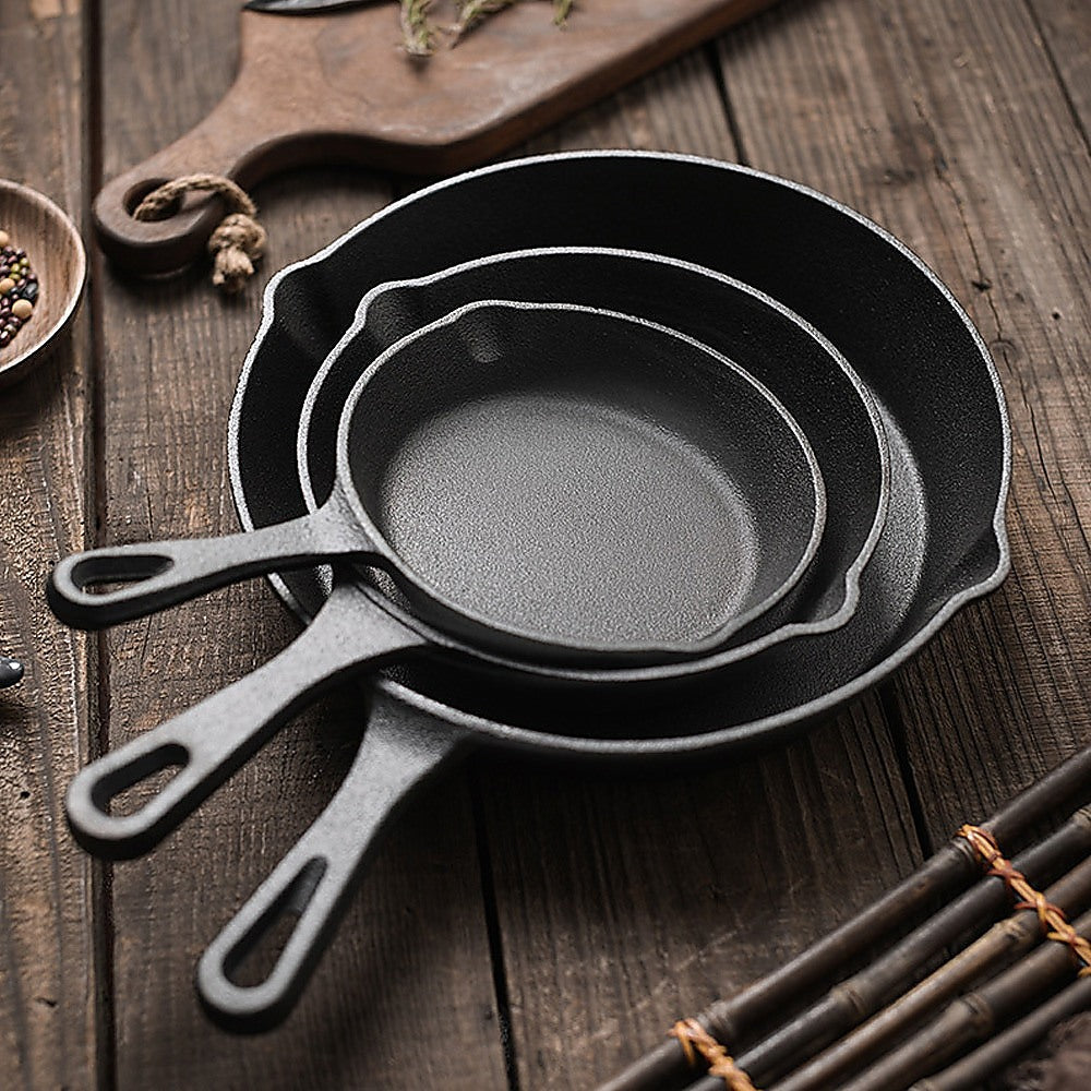 Chef Cast Iron Frying Pan Set - 3PCS Skillet, Grill & Oven Cookware for Home Cooking V63-954131