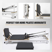Folding Pilates Reformer Machine - Home Workout Bed for Full Body Fitness Training V63-954181