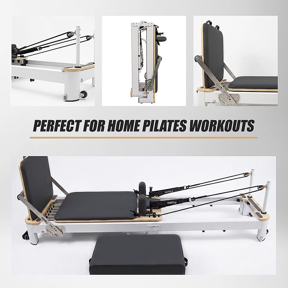 Folding Pilates Reformer Machine - Home Workout Bed for Full Body Fitness Training V63-954181