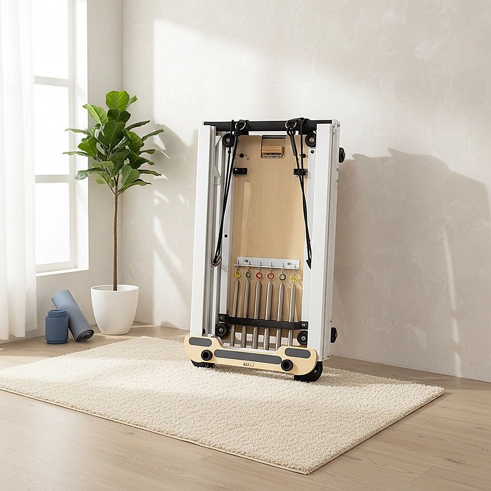 Folding Pilates Reformer Machine - Home Workout Bed for Full Body Fitness Training V63-954181
