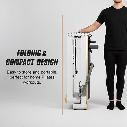 Folding Pilates Reformer Machine - Home Workout Bed for Full Body Fitness Training V63-954181