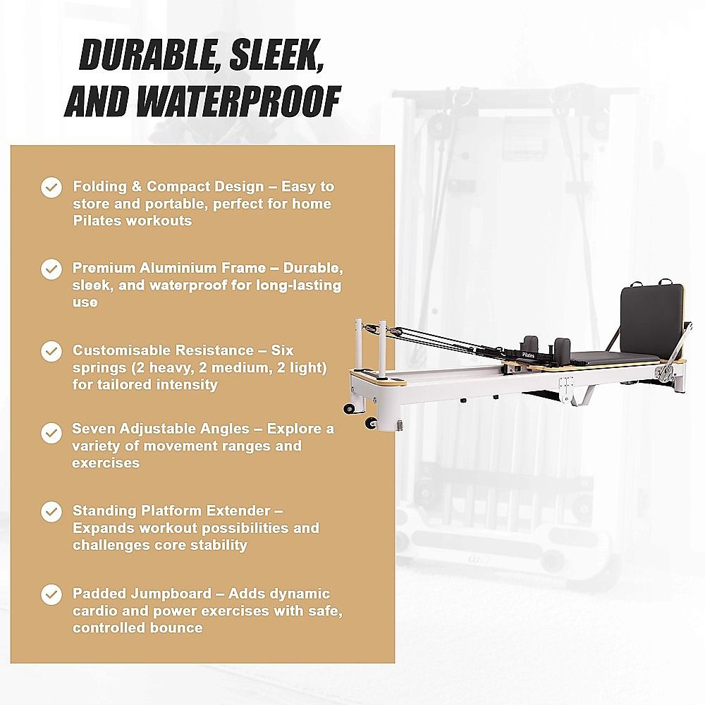 Folding Pilates Reformer Machine - Home Workout Bed for Full Body Fitness Training V63-954181