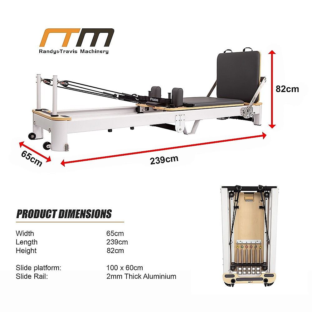 Folding Pilates Reformer Machine - Home Workout Bed for Full Body Fitness Training V63-954181