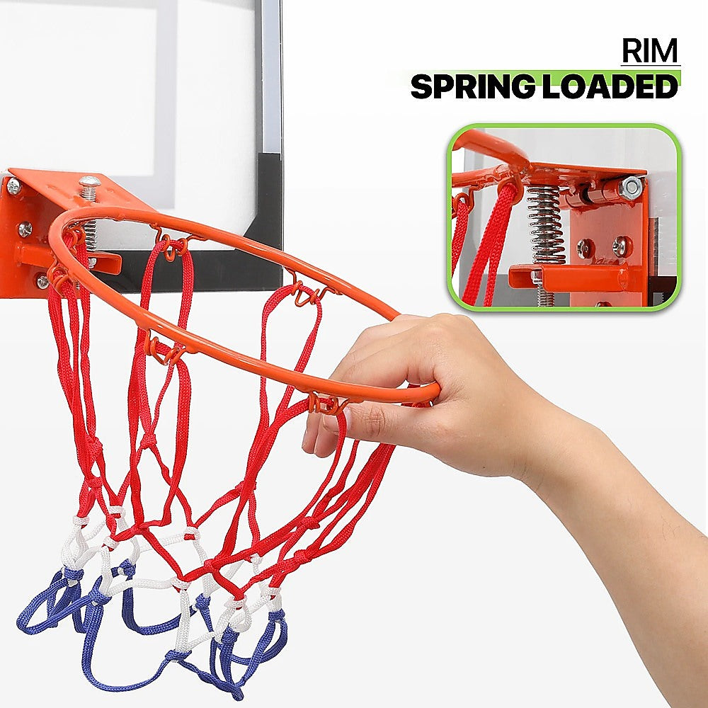 Indoor Mini Basketball Hoop Set - Door Mounted Backboard Kit with Ring & Ball V63-954191