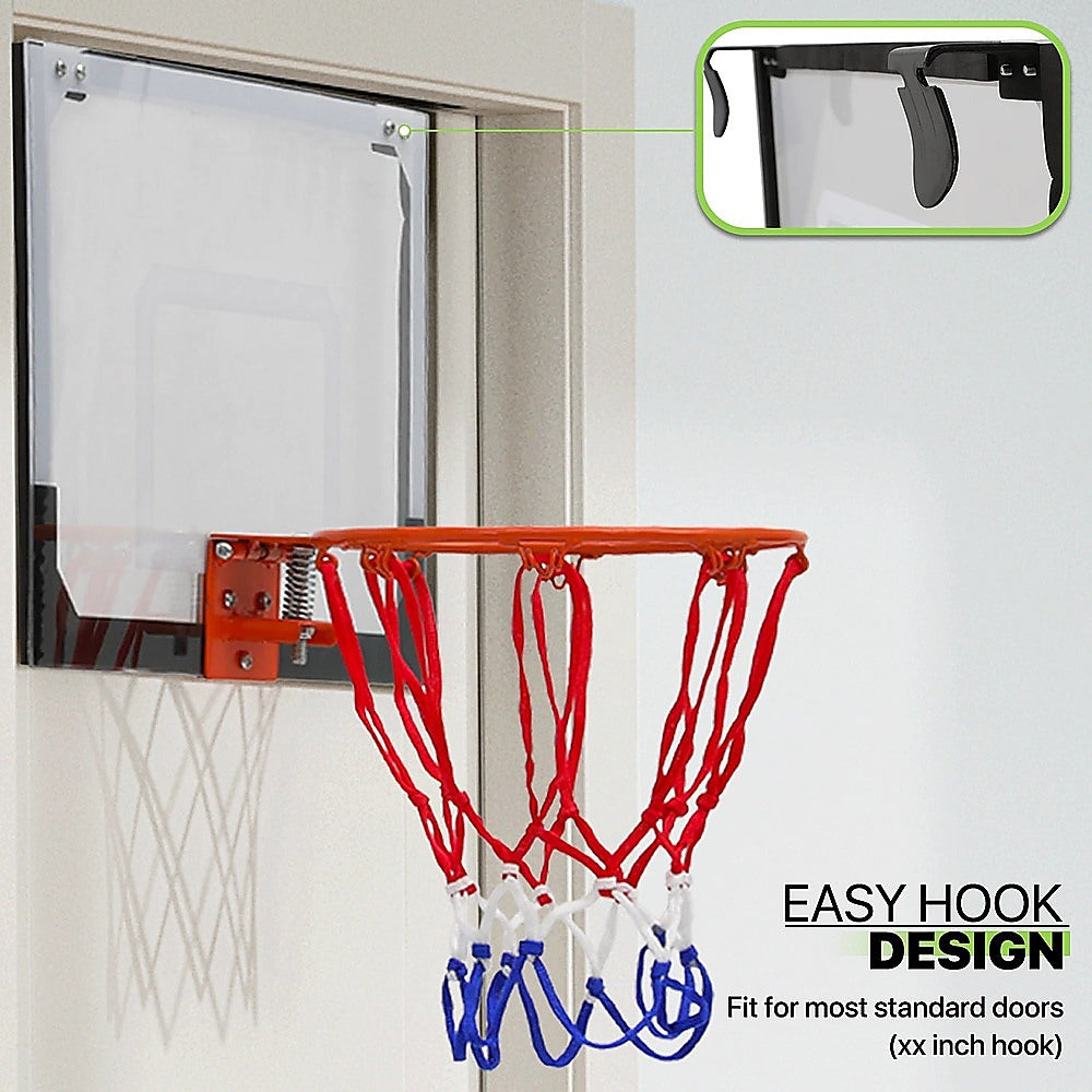 Indoor Mini Basketball Hoop Set - Door Mounted Backboard Kit with Ring & Ball V63-954191